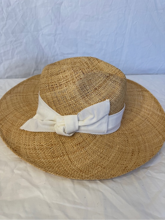 Raffaello Bettini Italian Straw Sun Hat with White Bow Band